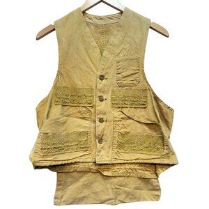 Vintage American Field Men's Hunting Shooting Shotgun Vest Sleeveless Brown